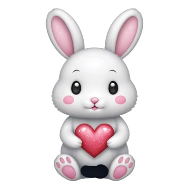 White glitter bunny with heart sticker