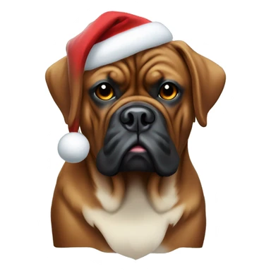 Black masked Dogue de Bordeaux with christmas theme sticker
