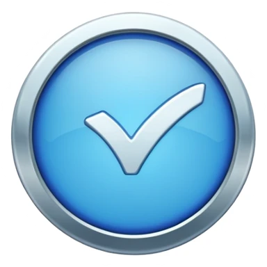 A blue check mark badge with a tick inside a cycle sticker