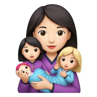 asian woman holding  doll sticker