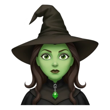 Wicked Witch of the West from the Wizard of Oz with green skin and eyes, brown long hair, black outfit sticker