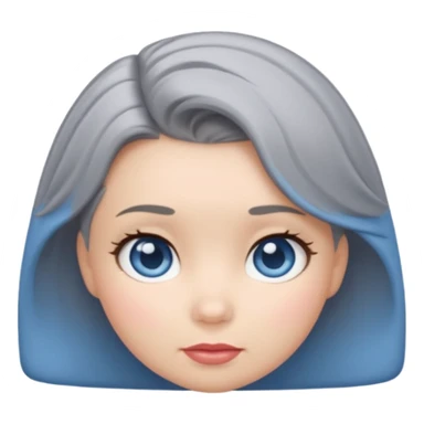 emoji of a female tsum tsum, blue eyes, grey 1940s bob hairstyle sticker