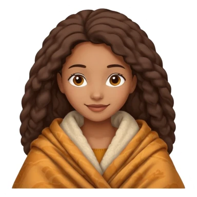 Cozy mixed girl in blanket for fall sticker