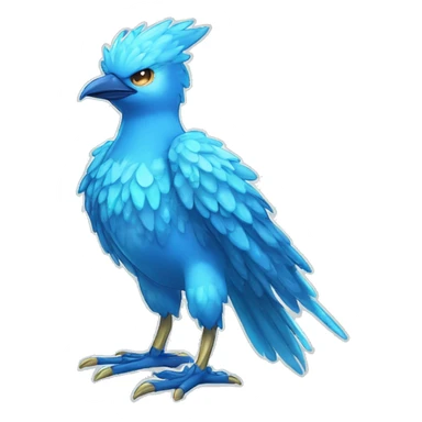Wet dripping watery Cool Cute Fantasy legendary blue bird water-type-Hydro-Phoenix-avian Fakemon full body sticker