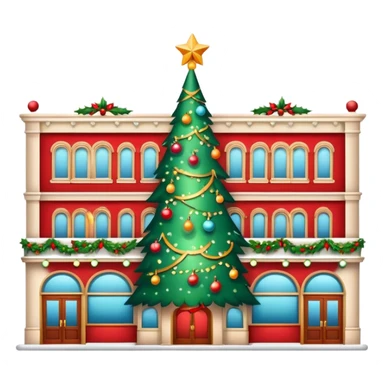 Christmas department store with holiday decorations sticker