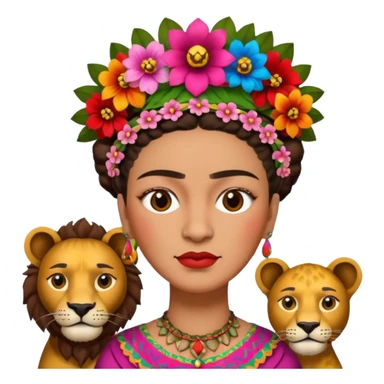 Frida Kahlo with lion sticker
