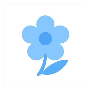 light blue flower, flat color icon style, clean and contemporary sticker