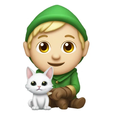 un lutin qui joue avec un chat sticker