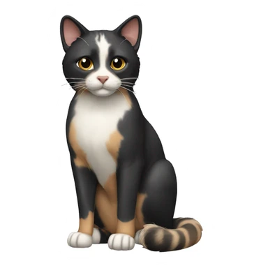Diluted calico cat with horse badger marking sticker