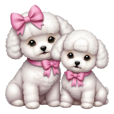 Two Bichon frise girls, mom and baby girl pink sticker