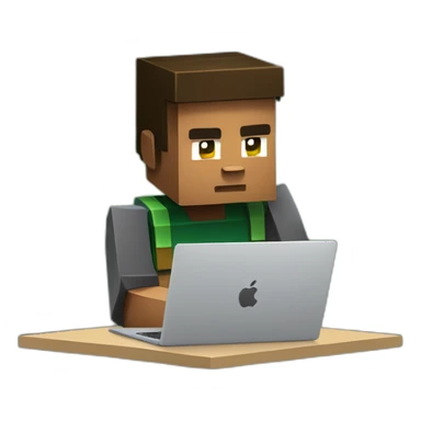 minecraft coder typing on macbook aggressively  sticker