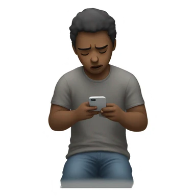 depressed person looking at phone sticker