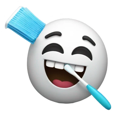 Laugh emoji with toothbrush  sticker