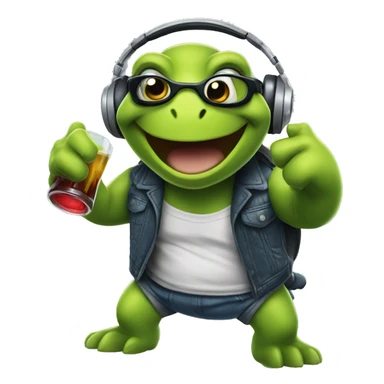 Dj turtle thums up sticker