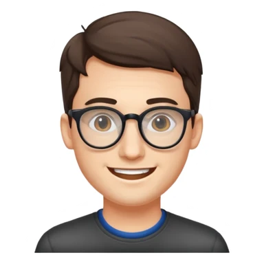 An outgoing marketer male in his late 20s, bespectacled and cheerful image sticker