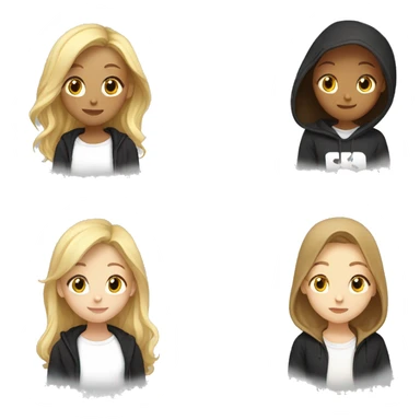 Blonde girl in a black hoodie kissing brunette girl in a white t shirt  sticker