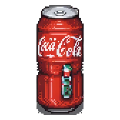 pixel art Coca Cola can with classic logo sticker