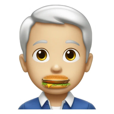 enfant qui mange un hamburger avec macron sur sa tête sticker