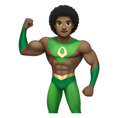 1  full body Afro Light-skinned male  teenager shirtless in a green superhero costume of Prince Namor swimming. sticker