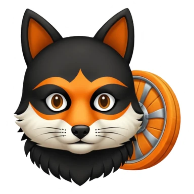 zorro naranja mascota agarrando una llanta sticker