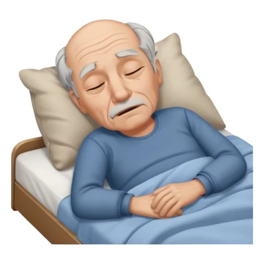 sleepy old man lying down on bed sticker