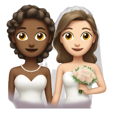 Two lesbians getting married one has brown hair  sticker