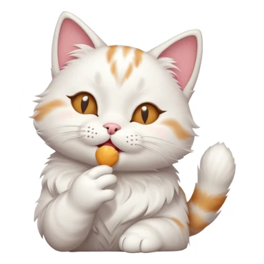 A cute illustration of a cat sending an air kiss. The cat is blowing a kiss with one paw, with its eyes closed and a joyful expression sticker
