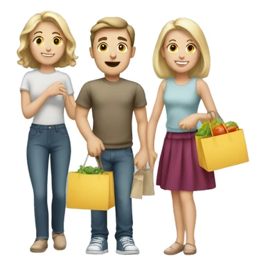 6 caucasian family members shopping sticker
