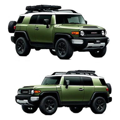 Army Green FJ Cruiser cruiser with green roof and with black wheels sticker