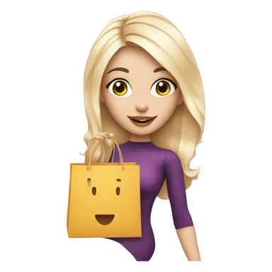 white skin influencer taking selfie with a shopping bag sticker