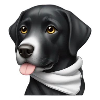 Black Labrador dog with white strip on his neck with slepping clothes sticker