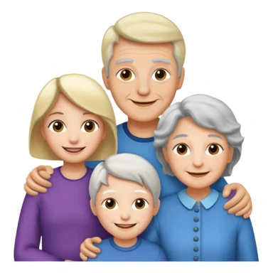 a group of 5 people all of diiferent ages let one  girl child, one teenage boy , two adult one man one women  and one old grandma sticker