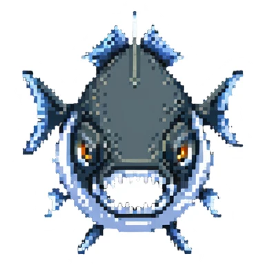 angry fish head logo with sharp teeth sticker