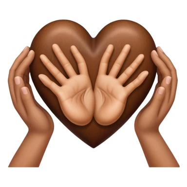 A heart made of hands inside a brown heart sticker