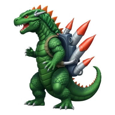 Godzilla flying with a rocket pack sticker