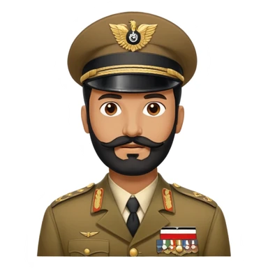 An Indian man with a black beard wearing a 1940s German war uniform sticker
