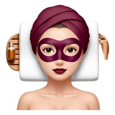 Lady with face mask spa beauty full face relaxing Burgundy sticker