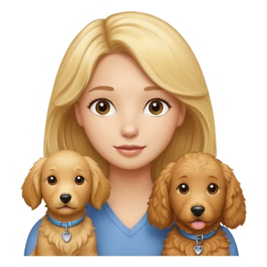 Blond girl with golden retriever and golden doodle  sticker