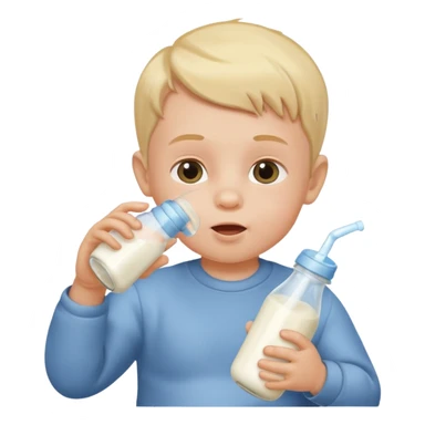 Baby boy and bottle milk sticker