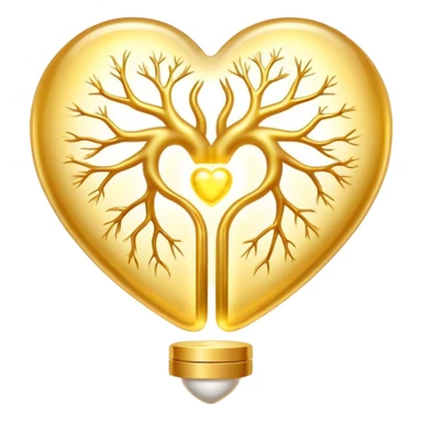 Glowing golden omega-3 pill with ethereal aura, connected by flowing energy to a luminous brain and heart. The brain shows enhanced neural activity while the heart pulses with healthy rhythm, all surrounded by a soft radiance representing improved cognitive and cardiovascular health. sticker