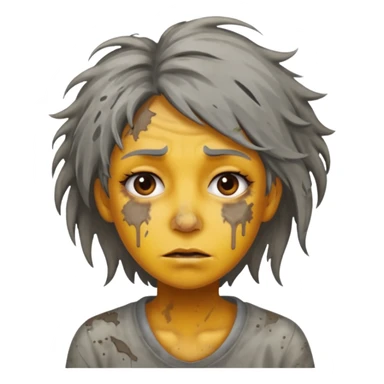 very dirty looking homeless woman very very dirty and smelly looking face only, not old with grey smudges everywhere and messy hair and lots of stains on face ugly and smudged face sticker