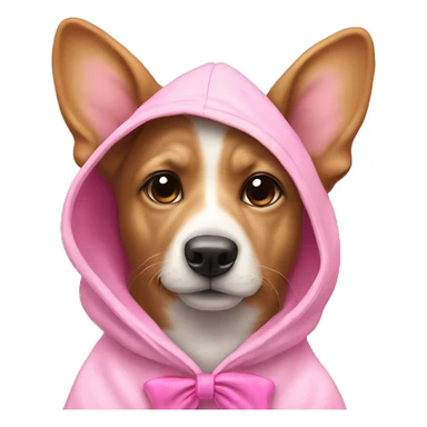 Cute dog, wearing a pink hoodie with a pink bow ￼ sticker