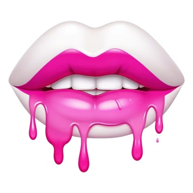 hot pink ombre glossy lips dripping very white paint sticker