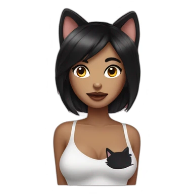 woman with black hair wearing cat costume posing glamorously sticker