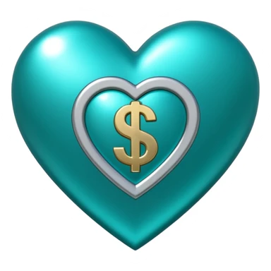 Teal heart with several dollar signs sticker
