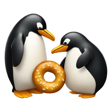 One bretzel and one pinguin hugging each other sticker