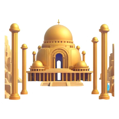 futuristic Anunnaki golden underwater base with domes and pillars sticker