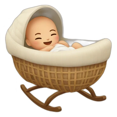 Newborn in a rattan cradle sticker