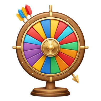colorful fortune wheel with multiple sections and a spinner arrow sticker