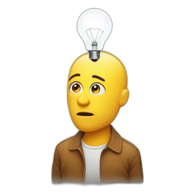 Pensive face with lightbulb on top of head  sticker